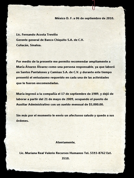 Modelo de carta formal  Español - Secundaria